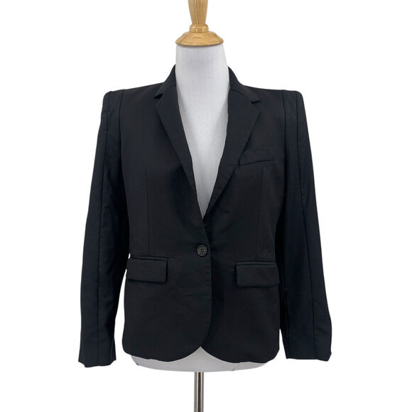 Boy. by Band of Outsiders Blazer Womens 2 Black Wool Padded Shoulder One Button - Picture 1 of 14